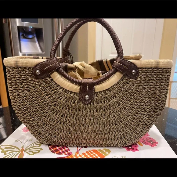 BRIGHTON NAUTICAL ACCENTS JUTE AND LEATHER SHOULDER BAG HANDBAG PURSE - Picture 6 of 13